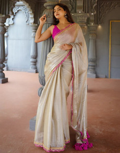 Samah Dyed, Embellished Bollywood Net, Lace Saree