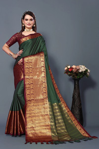 KREZVI Solid/Plain Bollywood Art Silk Saree