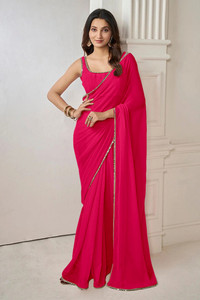 drashti trading Solid/Plain Bollywood Georgette Saree