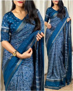 Sonika Fashions Printed Kalamkari Cotton Silk Saree