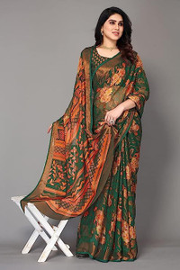 Sanjana Silks Paisley, Polka Print, Geometric Print, Woven Bollywood Brasso, Chiffon Saree