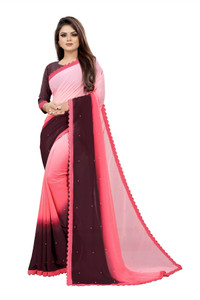 SNIXTY Color Block Bollywood Georgette Saree