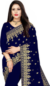 Om Shantam sarees Embroidered, Embellished, Dyed Bollywood Georgette Saree