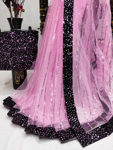 JASHALFAB Embroidered Daily Wear Net, Tissue Saree