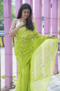 TWRIL Embroidered Handloom Pure Cotton Saree