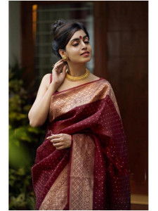 Bansari Textiles Self Design, Woven Kanjivaram Jacquard Saree
