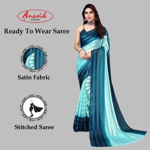 Anand Sarees Embellished, Striped, Self Design Bollywood Satin Saree
