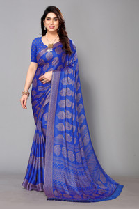 FABMORA Printed, Blocked Printed Daily Wear Chiffon, Georgette Saree