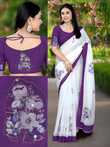 parakhiya fab Printed Kantha Cotton Linen Saree