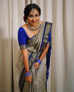 THESIYA FAB Printed, Self Design, Digital Print, Color Block, Blocked Printed, Woven, Checkered Bollywood Jacquard, Art Silk Saree