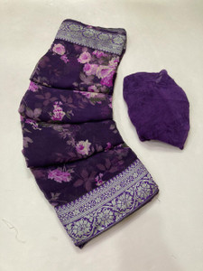 BORANA Floral Print Bollywood Georgette Saree