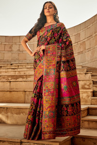 Homigoz Woven Banarasi Cotton Blend Saree