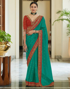 Samah Embroidered Bollywood Silk Blend Saree