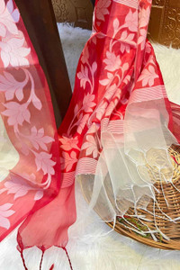 sarees Woven, Self Design, Floral Print Jamdani Muslin Saree