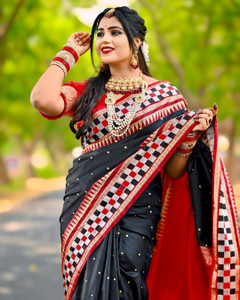 Welcome clothing center Temple Border, Self Design Sambalpuri Cotton Silk Saree