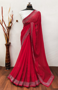 MM VENTURE Embroidered Bollywood Georgette Saree