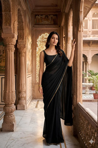ShreeRam Enterprise Solid/Plain Daily Wear Georgette Saree