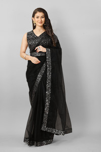VANDU CREATION Embellished Bollywood Supernet Saree