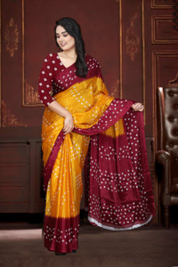 jihana fab Printed Bandhani Georgette Saree