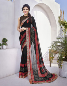 Divastri Printed Bollywood Georgette, Lace Saree