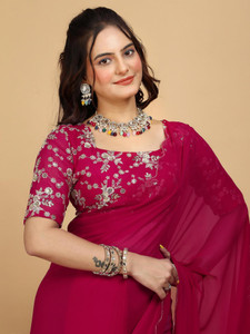 KONICA FAB Embroidered Bollywood Georgette Saree