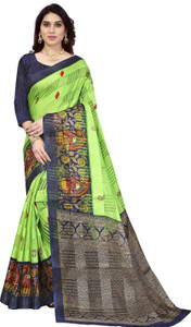 Winza Designer Floral Print Daily Wear Silk Blend, Cotton Silk Saree