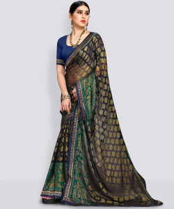 EMV Printed Bollywood Brasso, Chiffon Saree