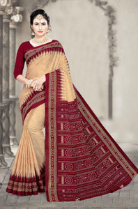 ETHNIC ODISHA HANDLOOM Printed, Digital Print, Geometric Print, Checkered, Polka Print, Graphic Print Sambalpuri Pure Cotton Saree
