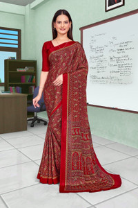 Feminista Printed, Solid/Plain Daily Wear Crepe Saree