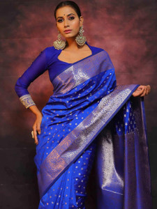 PHEASANT Woven Kanjivaram Jacquard, Art Silk Saree