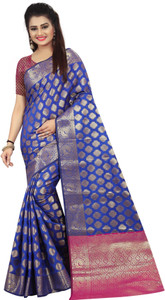 Hinayat Fashion Self Design, Printed, Embroidered, Embellished, Woven Banarasi Cotton Silk, Silk Blend Saree