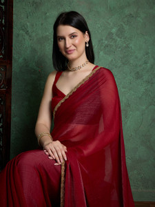 Dhimahi Solid/Plain Bollywood Chiffon Saree