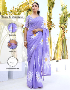 Samah Floral Print, Printed, Embellished Bollywood Georgette Saree