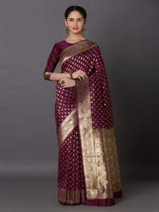 LEAFSY Self Design Banarasi Jacquard Saree