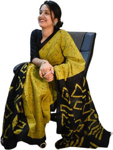 The Familiar Handicrafts Printed Hand Batik Pure Cotton Saree