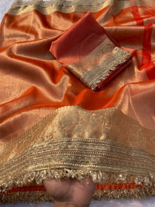 HouseofQueen Woven Banarasi Tissue Saree