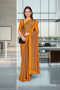 Feminista Printed, Solid/Plain Daily Wear Crepe Saree