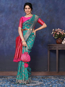 sareya veela Embellished, Self Design, Woven Banarasi Jacquard, Silk Blend Saree