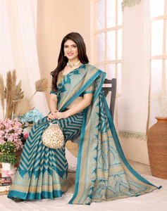 YASHIKA Printed Kalamkari Silk Blend, Art Silk Saree