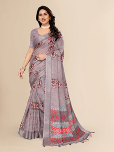 Santro Sarees Digital Print Daily Wear Cotton Linen Saree