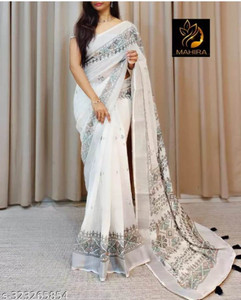 MAANVIT Self Design Bollywood Linen, Cotton Linen Saree