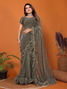 miracletex Self Design Bollywood Net Saree