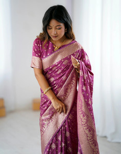 Satrani Woven, Embellished Banarasi Pure Silk Saree