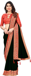 AANZIA Embroidered Bollywood Polyester Saree