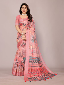 Santro Sarees Digital Print Daily Wear Cotton Linen Saree