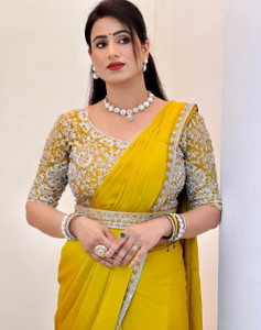 PD CLOTH VILLA एम्ब्रॉइडरेड बॉलीवुड प्योर सिल्क साड़ी
