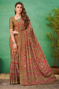 TIARAA Digital Print Bollywood Crepe, Silk Blend Saree