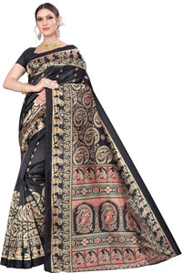 Salooni Printed, Self Design, Floral Print Mysore Silk Blend Saree