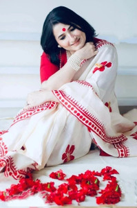 HouseOfCommon Bollywood Cotton Blend Saree White - Image 6