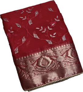 MINE CHOICE Woven Bollywood Silk Blend, Organza Saree